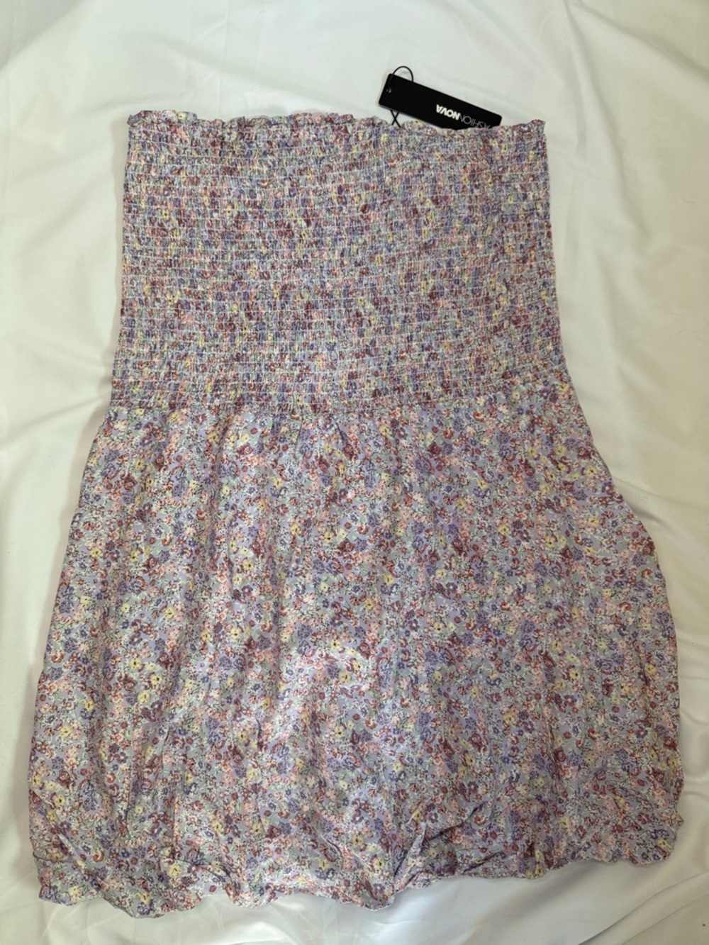 FashionNova Floral Bubble Tube Dress - Lavender